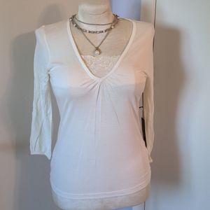 Cream women's M top nwt lace accent